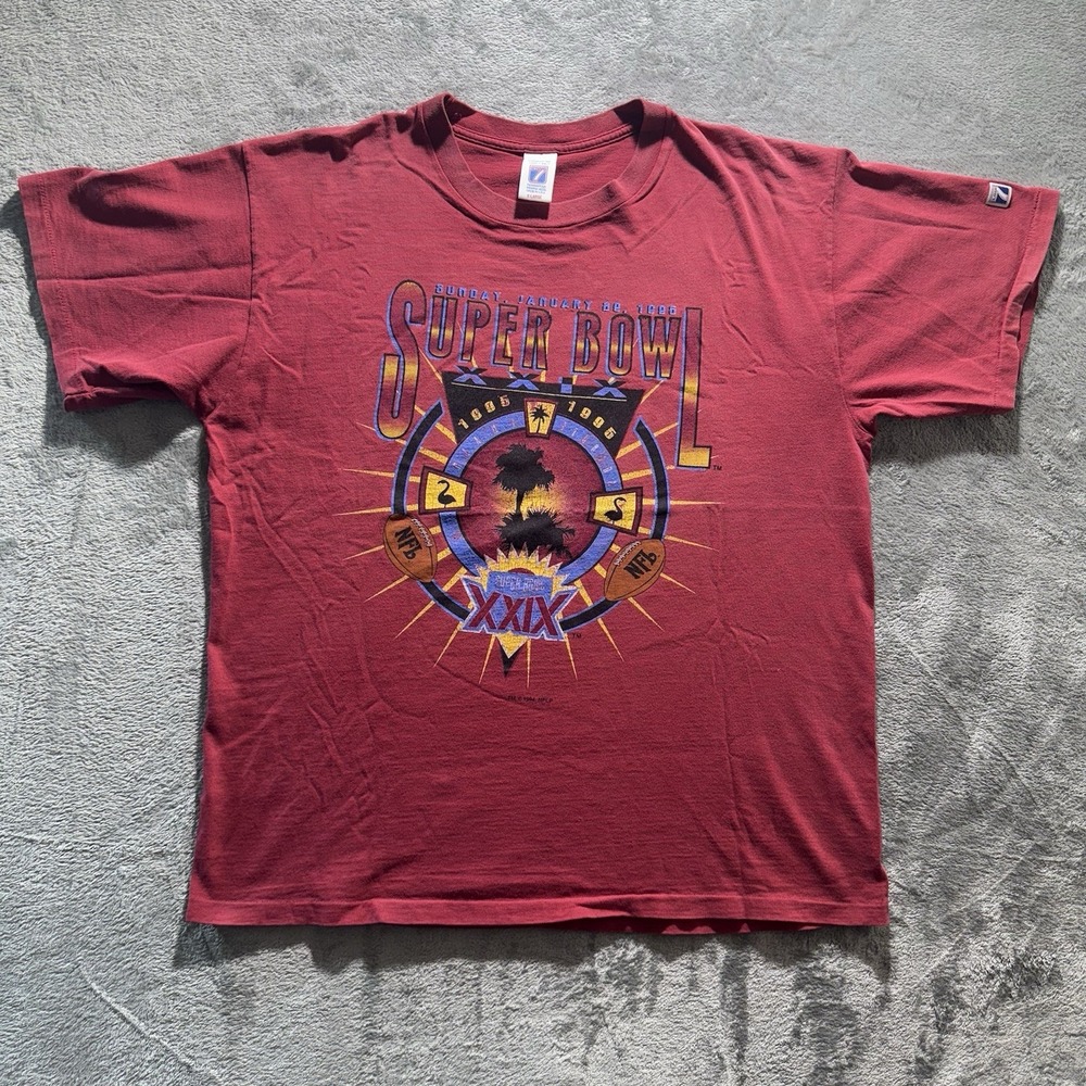 Vintage Logo 7 Single Stitch Super Bowl XXIX T Shirt Red XL USA Made